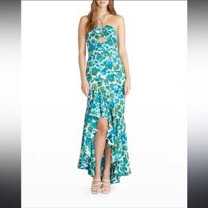 GUC Amur- Edie High Low Tie Neck Gown. Size 2